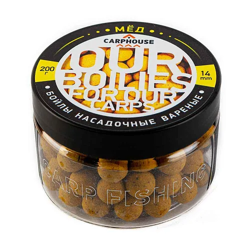Бойлы Carp House вареные насадочные 14мм Мед (банка 200гр)