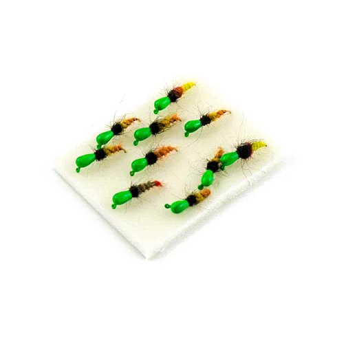 Мормышка вольфрамовая Мастив Ручейник капля зеленый (вяз. песочный) (d. 4) 1,3гр (№12)