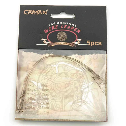 Поводок Caiman струна коричневый (5 шт. в уп.) Ф0,45 20 кг 15 см 256538