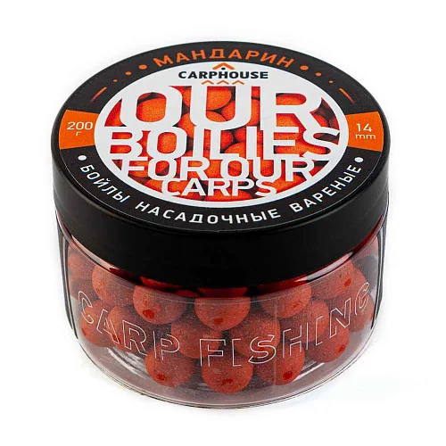Бойлы Carp House вареные насадочные 14мм Мандарин (банка 200гр)
