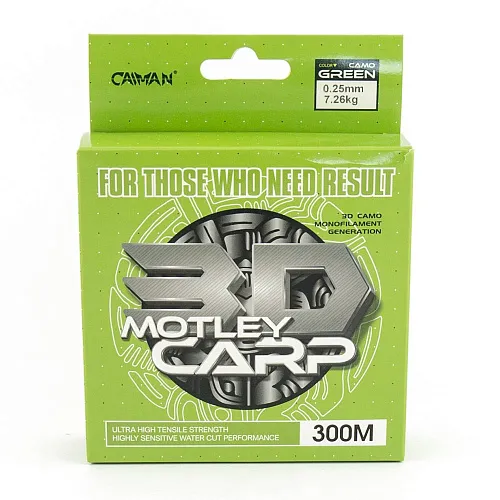 Леска Caiman Motley Carp 300м 3D Camo Green 0,25 мм (6шт в упак)