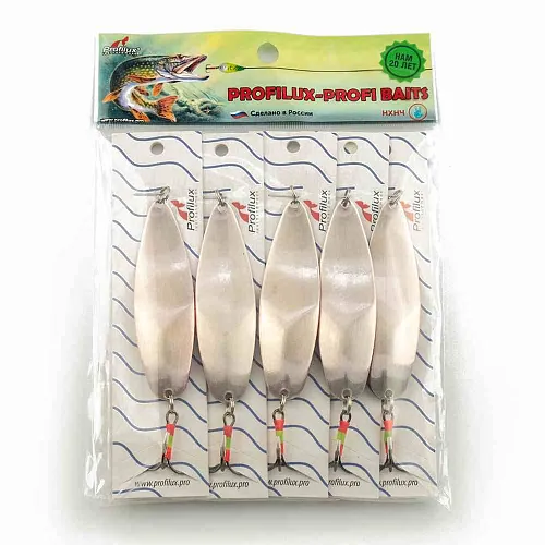 Блесна колеблющаяся Profilux Кобра 23гр цв. 01-к серебро-красный (5 шт в упак.)