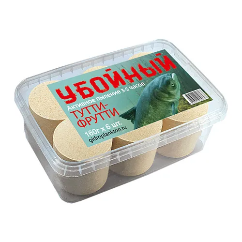 Гидропланктон Убойный 160г в контейнере, 6 табл. Тутти фрутти