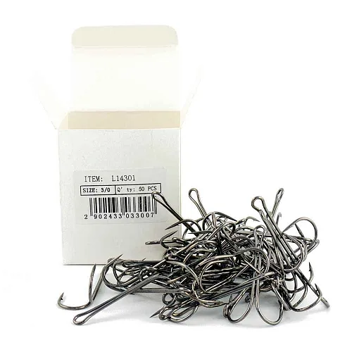 Крючки двойники Caiman Salmon Double up eye hook №3/0 (50 шт в упак) 14301