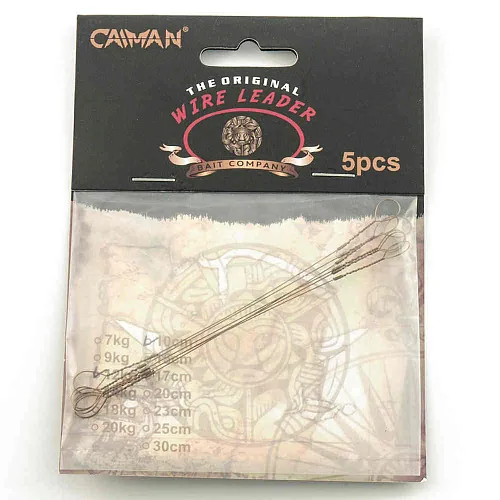 Поводок Caiman струна коричневый (5 шт. в уп.) Ф0,32 12 кг 10 см 256529