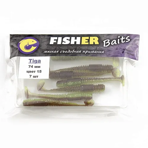 Виброхвост FISHER BAITS Tiga 74мм цвет 15 (уп. 7шт)