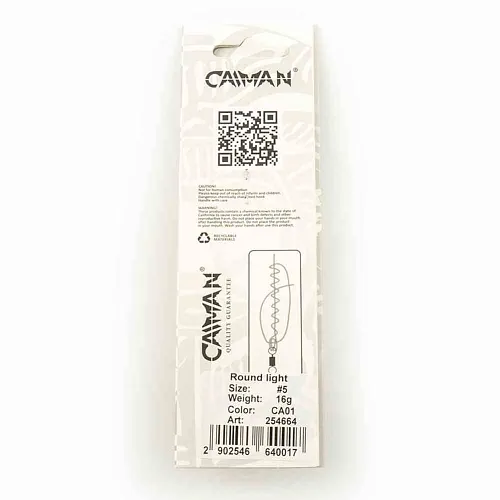 Блесна вращающаяся Caiman Round light 16гр #5 цвет CA01 (5шт в упак.)