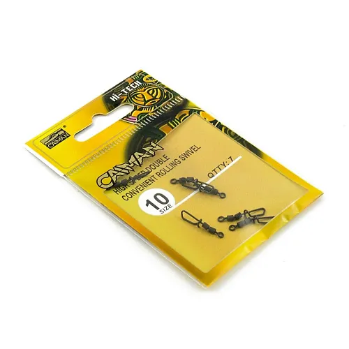 Застежка с двойным вертлюгом Caiman 216038 black mat #10 7шт/уп 