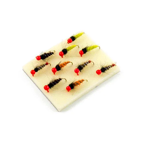 Мормышка вольфрамовая Мастив Ручейник дробь красный (вяз. песочный) (d. 4) 0,8гр (№12)