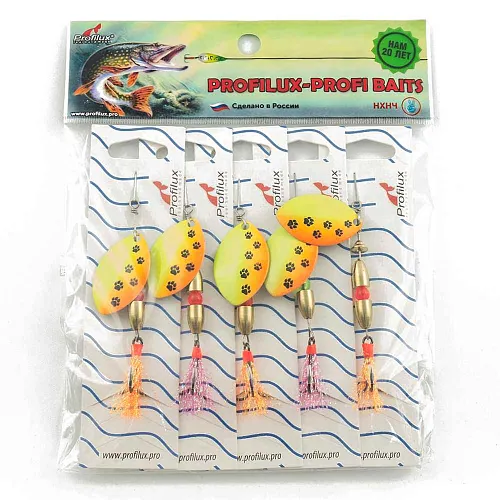 Блесна вращающаяся Profilux Олимпик 4 (10гр) цв. 218 желто-оранжевый (5 шт в упак.)