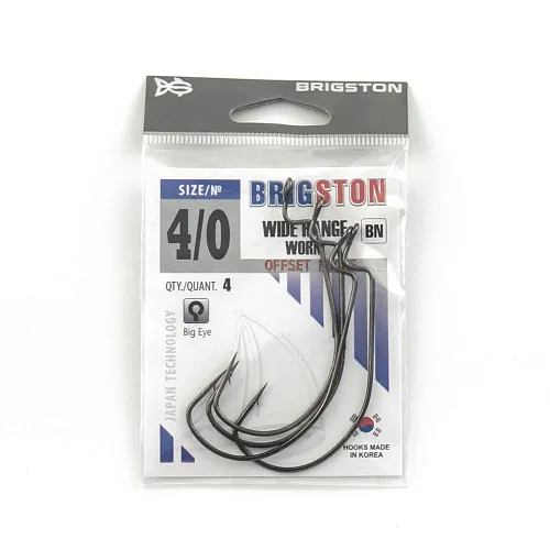 Крючок офсетный Brigston Wide Range Worm BN № 4/0 ( уп. 4 шт.)