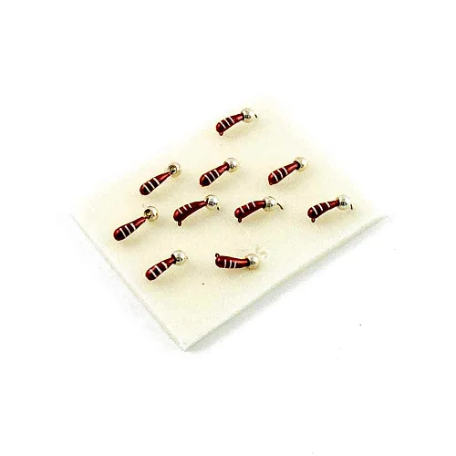 Мормышка вольфрамовая Мастив банан 3 вишневый, латунный шарик 0,7гр (серебро)