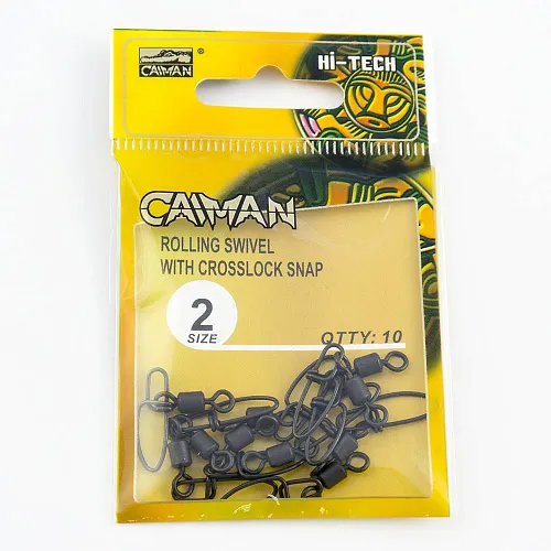 Застежка с вертлюгом Caiman 216001 black mat #2 10шт/уп 