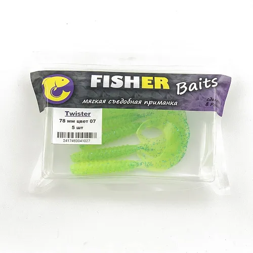 Виброхвост FISHER BAITS Twister 78мм цвет 07 (уп. 5шт)