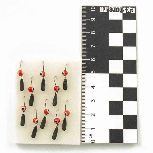 Мормышка вольфрамовая Мастив Дипломат 3 черный, окуневый глаз 0,9гр (красный)