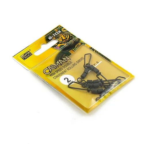 Застежка с двойным вертлюгом Caiman 216034 black mat #2 6шт/уп 