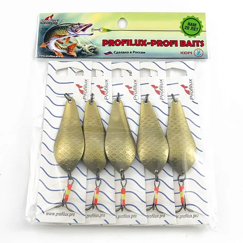 Блесна колеблющаяся нерж. Profilux Атом Б 15гр цв. Н-05 золото чешуя (5 шт в упак.)
