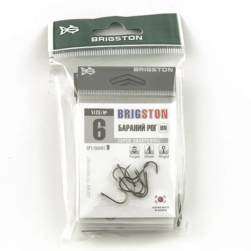 Крючок Brigston Бараний рог BN № 6 ( уп.9 шт.)