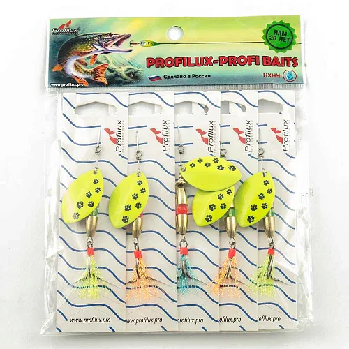 Блесна вращающаяся Profilux Олимпик 4 (10гр) цв. 213 желтый (5 шт в упак.)