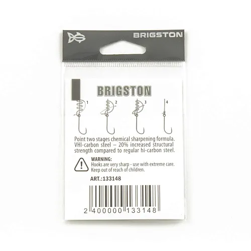 Крючок Brigston Worm 2BH Red № 8 ( уп. 4 шт.)