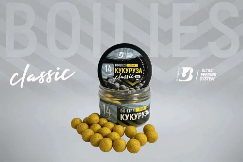 Бойлы тонущие насадочные UltraBaits "Classic" Кукуруза 14 мм банка 100 гр