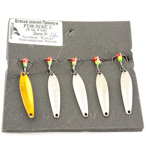 Блесна зимняя Profilux Премиум Рефлекс С 4гр 4см цв. 02 серебро чешуя золото