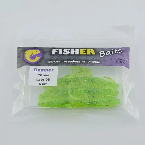 Виброхвост FISHER BAITS Damper 70мм цвет 08 (уп. 6шт)