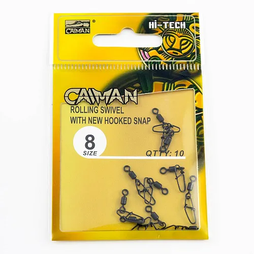 Застежка с вертлюгом Caiman 216017 black mat #8 10шт/уп 