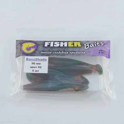 Виброхвост FISHER BAITS Bass Shade 90мм цвет 02 (уп. 5шт)