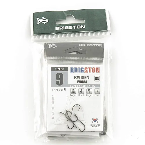 Крючок Brigston Ryusen Worm 2BH BN № 9 ( уп. 5 шт.)