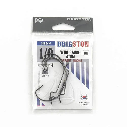 Крючок офсетный Brigston Wide Range Worm BN № 1/0 ( уп. 4 шт.)