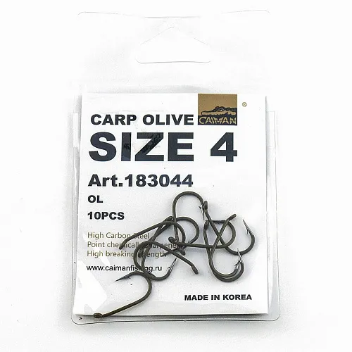 Крючок Caiman Carp Olive №4 ( уп. 10шт.) 183044 