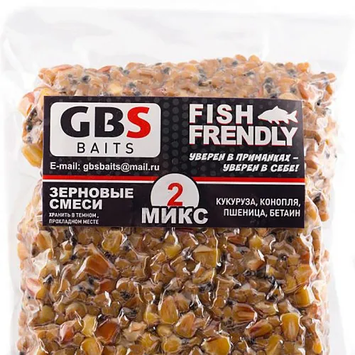 Зерновая смесь GBS № 2 Фасовка 1 кг (Кукуруза, конопля, пшеница) (10 шт. в упак)