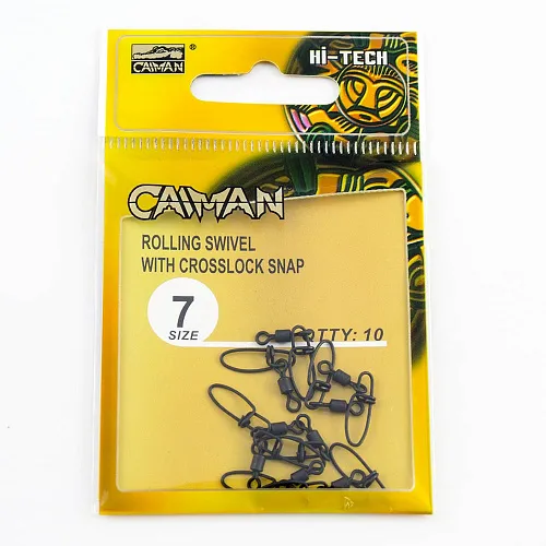 Застежка с вертлюгом Caiman 216006 black mat #7 10шт/уп 