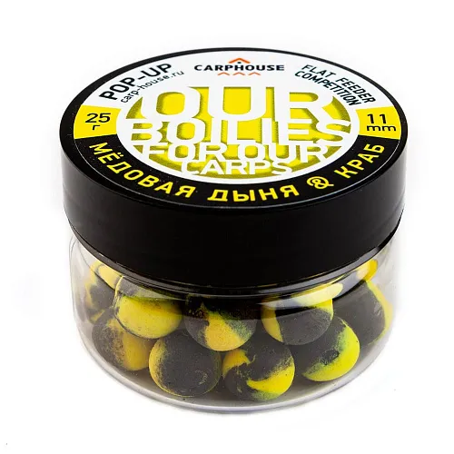 Бойлы Carp House Pop-Up 11 мм Flat Feeder Competition Медовая дыня-Краб (банка)
