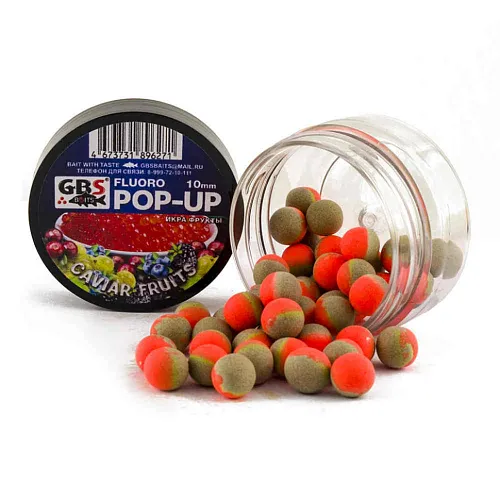 Бойлы GBS Baits Pop-up плавающие 10мм 40гр (уп. 6 шт) Икра-фрукты