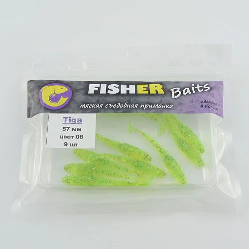 Виброхвост FISHER BAITS Tiga 57мм цвет 08 (уп. 9шт)