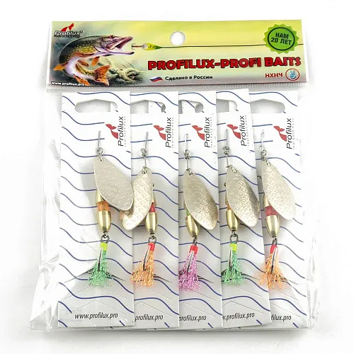 Блесна вращающаяся Profilux Таймень М 12гр цв. 04 серебро чешуя (5 шт в упак.)