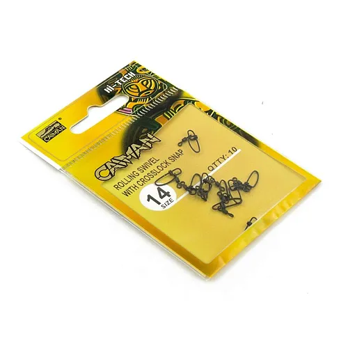 Застежка с вертлюгом Caiman 216010 black mat #14 10шт/уп 