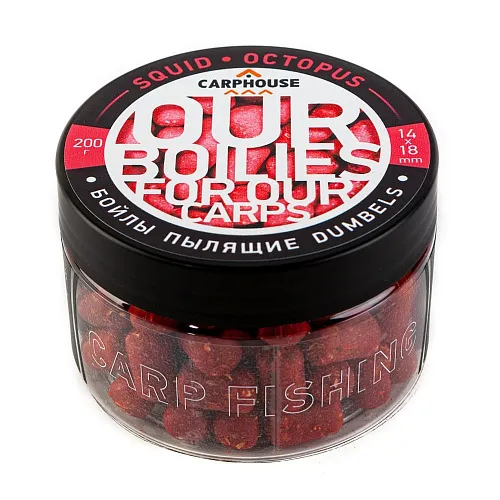 Бойлы Carp House пылящие насадочные дамбелс 14*18 мм Squid Octopus (банка 200гр)