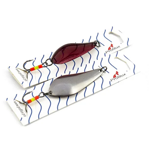 Блесна колеблющаяся нерж. Profilux Атом Б 15гр цв. Н-01-к серебро+красный (5 шт в упак.)