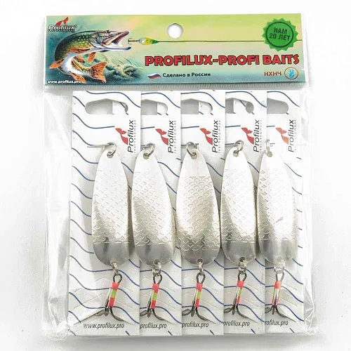 Блесна колеблющаяся Profilux Нэо 18гр цв. 04 серебро чешуя (5 шт в упак.)