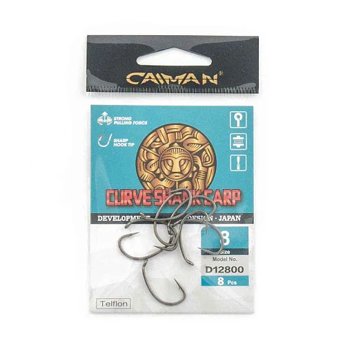 Крючки Caiman Curve Shank Carp (Mugga) Teflon №8 12800