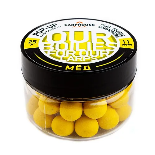 Бойлы Carp House Pop-Up 11 мм Flat Feeder Competition Мед (банка)