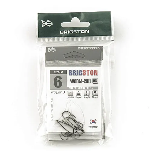 Крючок Brigston Worm 2BH BN № 6 ( уп. 5 шт.)