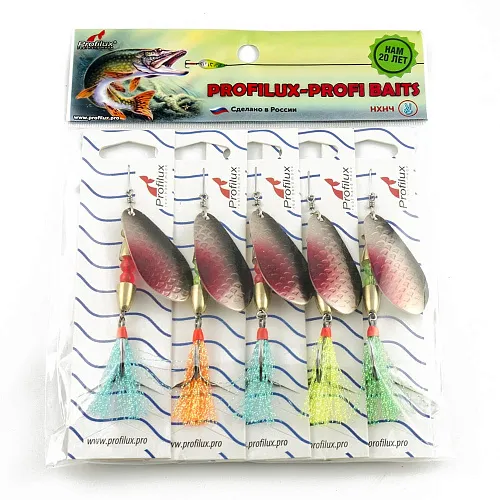 Блесна вращающаяся Profilux Таймень Б 15гр цв. 07 серебро-черноспинка чешуя (5 шт в упак.)