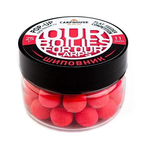 Бойлы Carp House Pop-Up 11 мм Flat Feeder Competition Шиповник (банка)