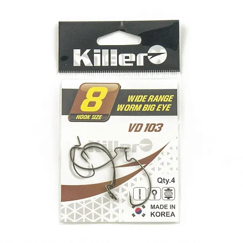 Крючок офсетный Killer Wide range worm (Большое ухо) № 8