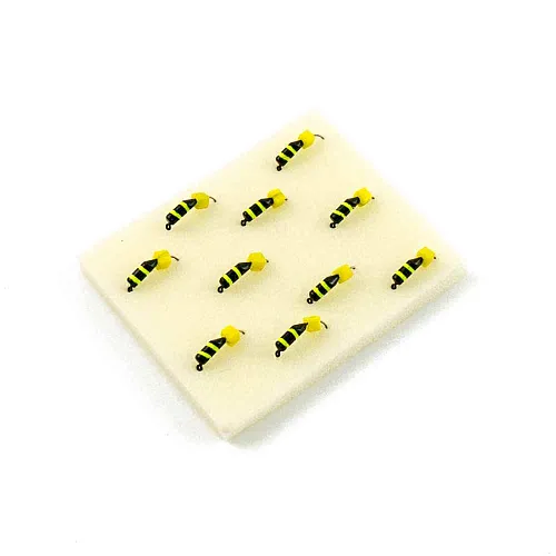 Мормышка вольфрамовая Мастив Безнасадка 2,5 пчелка желтый, кубик 0,55гр (сырный)