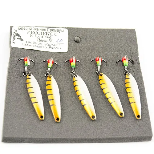 Блесна зимняя Profilux Премиум Рефлекс С 4гр 4см цв. 10 серебро золотая спинка